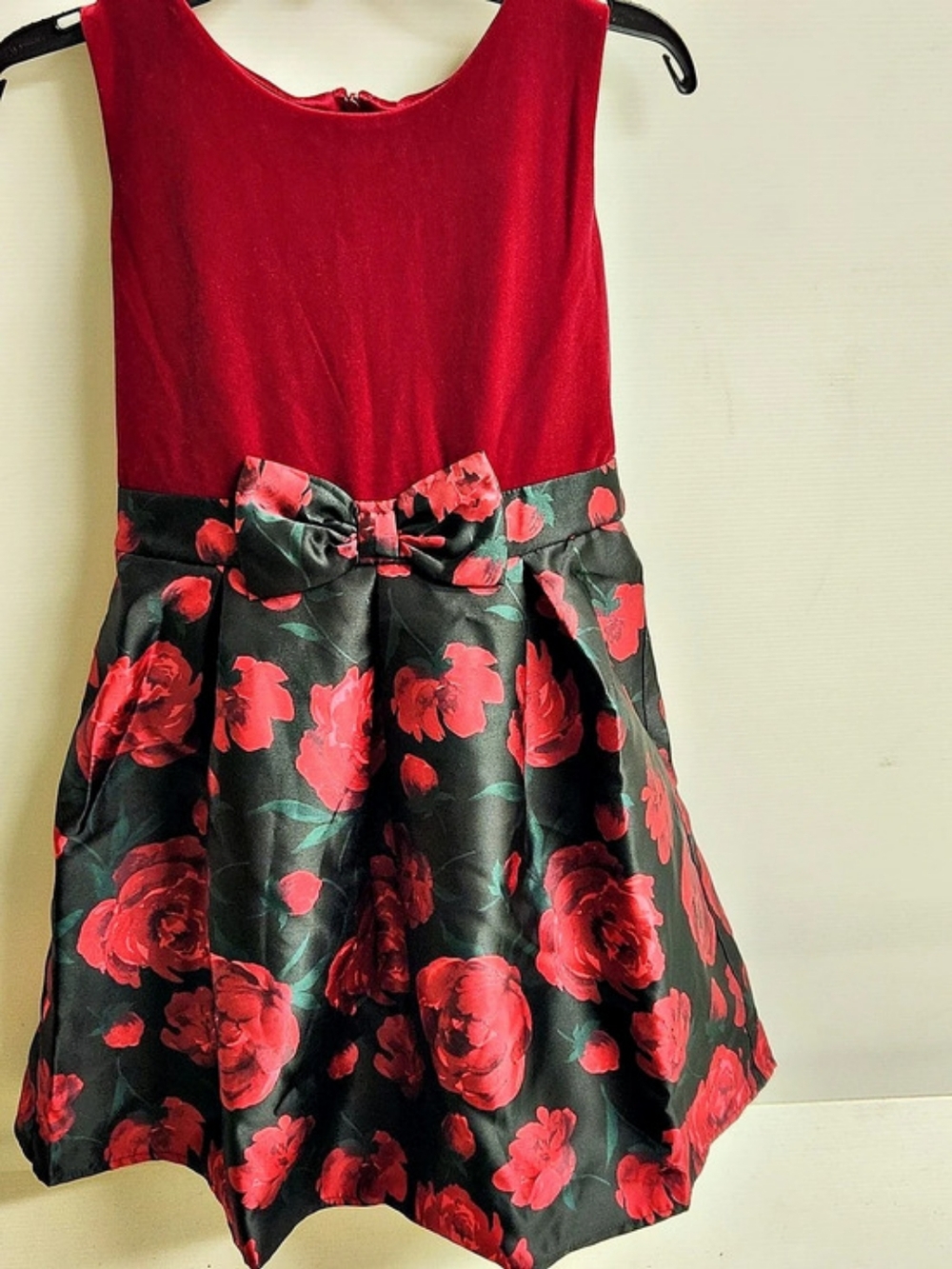 Children's Place Red Velvet Bodice w/ Taffeta Floral Dress, S-10 Girls, NWOT